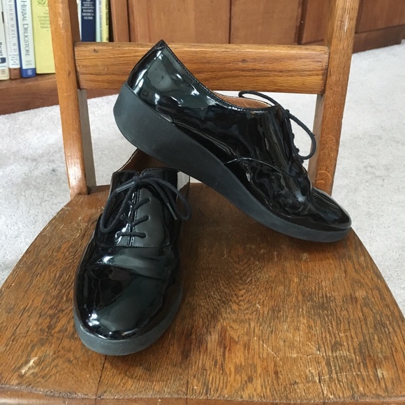 Fitflop F-POP Oxford Sneakers in Shiny Black - Picture 7 of 8